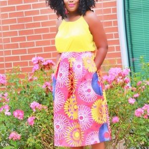 Floral print midi skirt